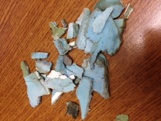 Blue spongy bits,What is the material and how far in from the seam does it exist? Will epoxy stick well to it?