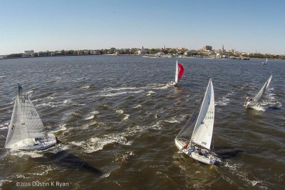 7.9 upwind in breeze and a fleet of J24's